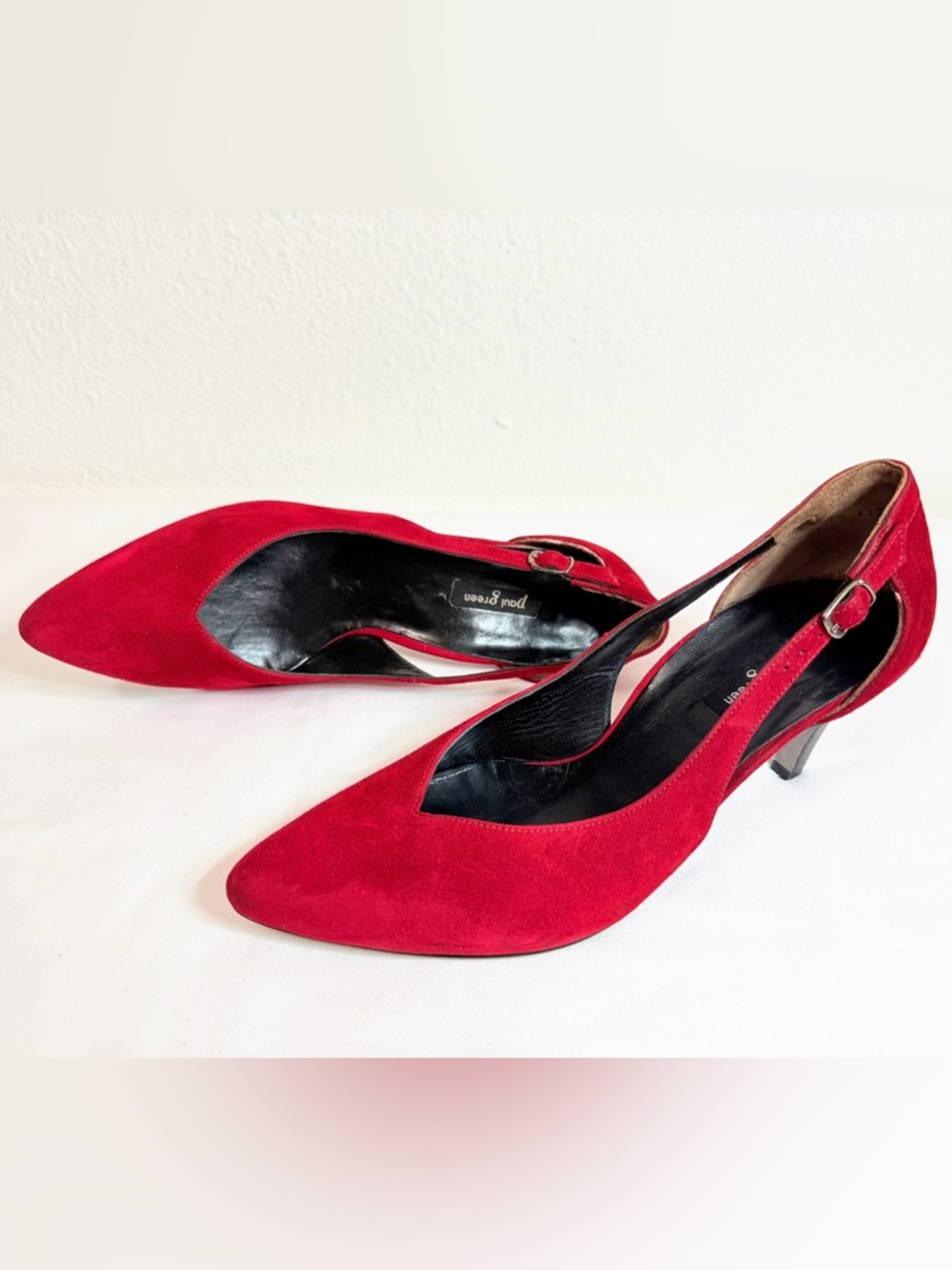 Paul Green Red Suede D’Orsay Heels Pointed Toe Pumps EU 38.5 US 8 - Picture 2 of 16